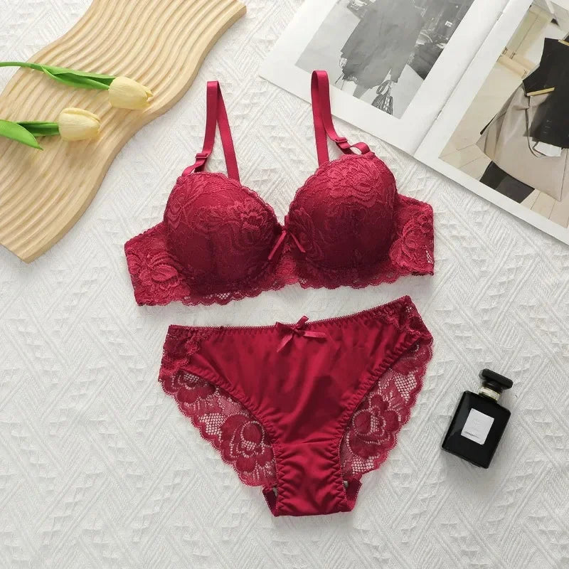 2-piece Sexy Multi-color Lingerie Set for Women's Gathering Push Up Underwear for Women's Flower Underwear Set A2155